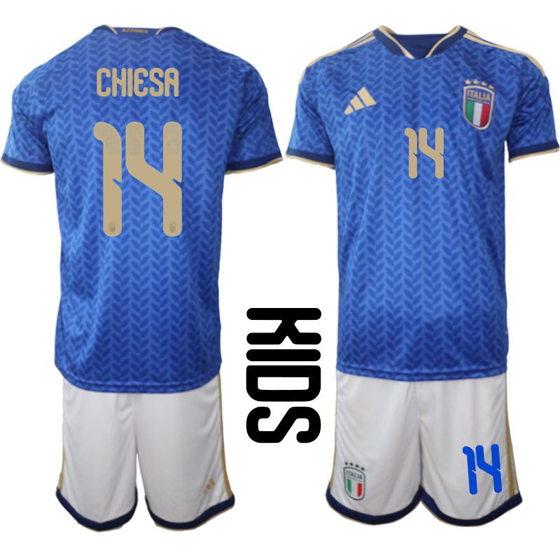 Youth 2026 World Cup National Team Italy home blue #14 Soccer Jersey
